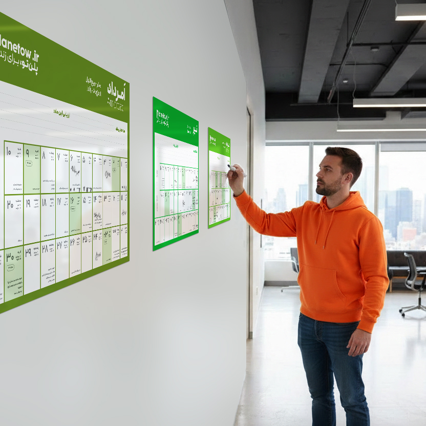  پلنر دیواری ۱۲ ماهه پلنتو ابعاد ۵۰ در ۷۰ سانتی‌متر با قابلیت وایت‌برد 